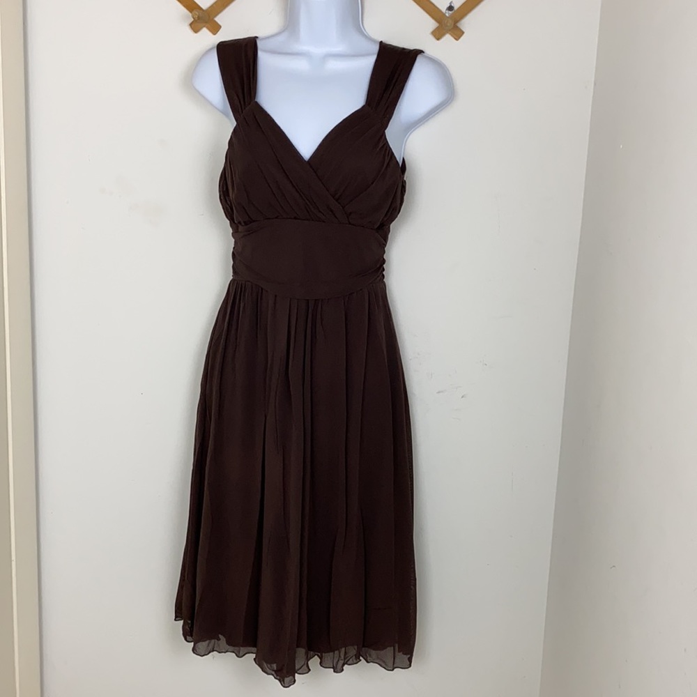 Vintage 90s Y2K brown nylon mesh  Slip dress - Picture 2 of 13